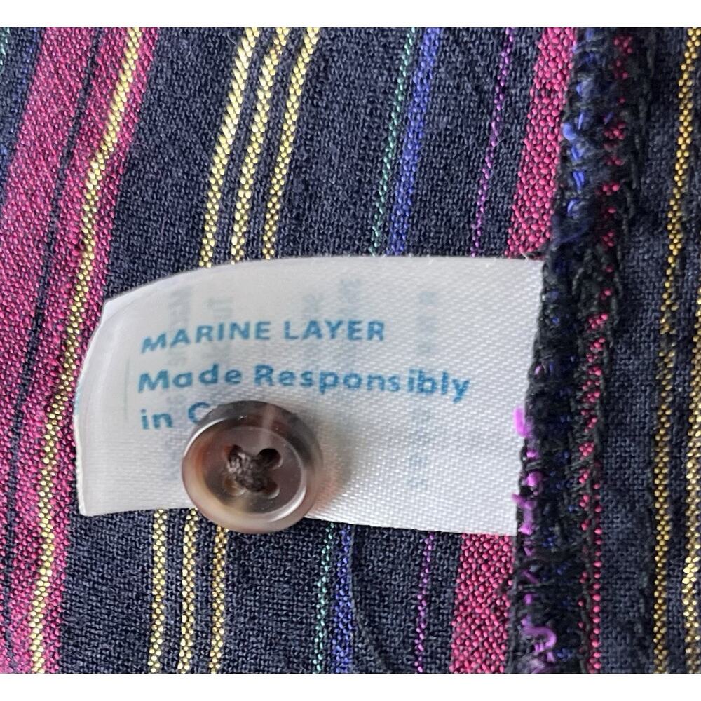 Marine Layer Alice Lurex Multi Stripe Midi Dress Boho Cottagecore Size Medium - Picture 9 of 9